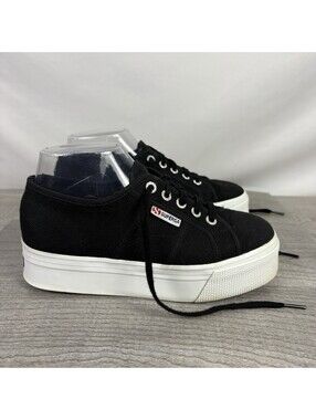 Superga 2790 Platform Black Canvas Sneakers Women’s Size 7